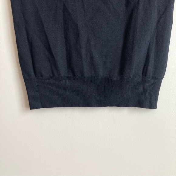 The Limited Black Knit Satin Statement Bow Neckline Top S - Picture 7 of 13